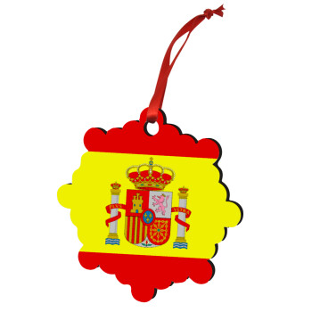 Spain flag, Χριστουγεννιάτικο στολίδι snowflake ξύλινο 7.5cm