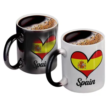 Spain flag, Color changing magic Mug, ceramic, 330ml when adding hot liquid inside, the black colour desappears (1 pcs)