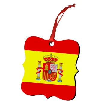 Spain flag, Στολίδι Χριστουγεννιάτικο στολίδι polygon ξύλινο 7.5cm