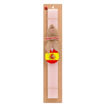Spain flag, Easter Set, wooden keychain & scented flat Easter candle (30cm) (PINK)