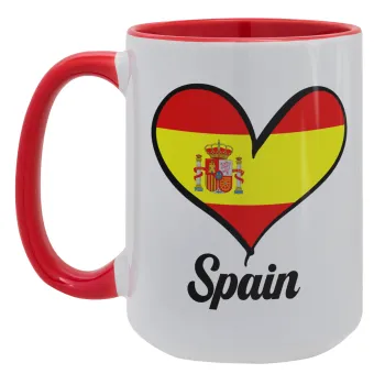 Spain flag, Κούπα Mega 15oz, κεραμική Κόκκινη, 450ml
