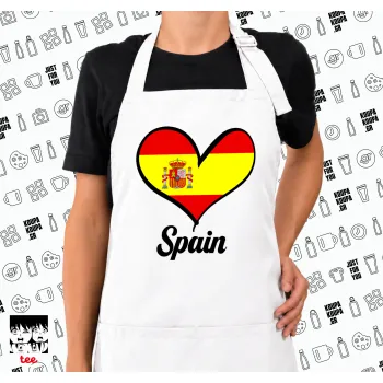 Spain flag, Ποδιά μακριά Σεφ ολόσωμη με τσέπες white (ΕΝΗΛΙΚΩΝ)