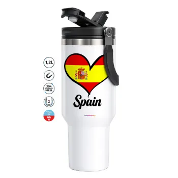 Spain flag, Mega Travel Mug / Travel Mug, double walled (thermal) 1.2L