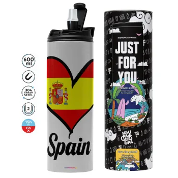 Spain flag, Tumbler stainless steel GREY 600ml