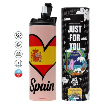 Spain flag, Tumbler stainless steel PINK 600ml