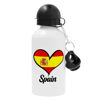 Spain flag, Μεταλλικό παγούρι νερού, Λευκό, αλουμινίου 500ml