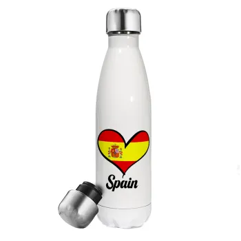 Spain flag, Metal mug thermos White (Stainless steel), double wall, 500ml