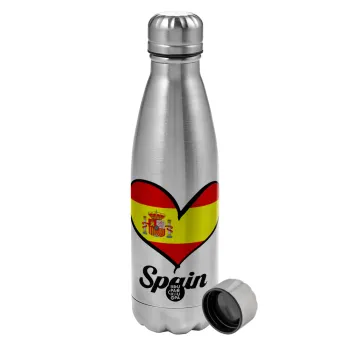 Spain flag, Metallic water bottle, stainless steel, 750ml