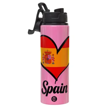 Spain flag, Μεταλλικό παγούρι νερού με καπάκι ασφαλείας, αλουμινίου 850ml