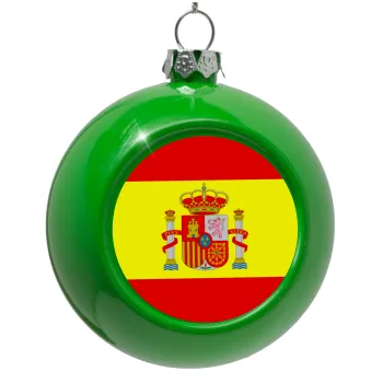 Spain flag, Green Christmas tree ornament bauble 8cm