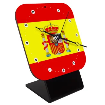 Spain flag, Quartz Wooden table clock with hands (10cm)