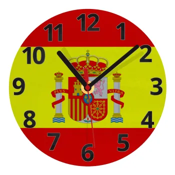 Spain flag, Ρολόι τοίχου γυάλινο (20cm)