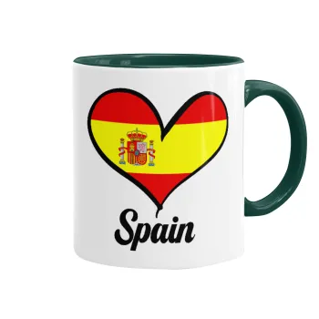 Spain flag, Κούπα χρωματιστή πράσινη, κεραμική, 330ml