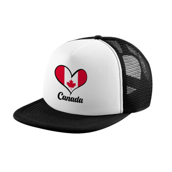 Canada flag, Καπέλο Ενηλίκων Soft Trucker με Δίχτυ Black/White (POLYESTER, ΕΝΗΛΙΚΩΝ, UNISEX, ONE SIZE)