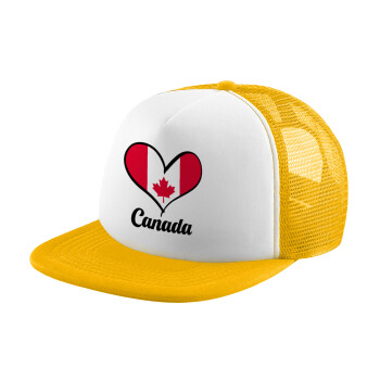 Canada flag, Καπέλο Soft Trucker με Δίχτυ Κίτρινο/White 