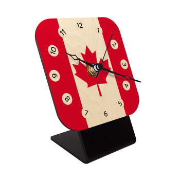 Canada flag, Επιτραπέζιο ρολόι σε φυσικό ξύλο (10cm)