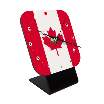 Canada flag, Quartz Wooden table clock with hands (10cm)