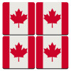 Canada flag, ΣΕΤ 4 Σουβέρ ξύλινα τετράγωνα (9cm)