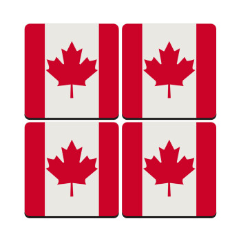 Canada flag, ΣΕΤ 4 Σουβέρ ξύλινα τετράγωνα