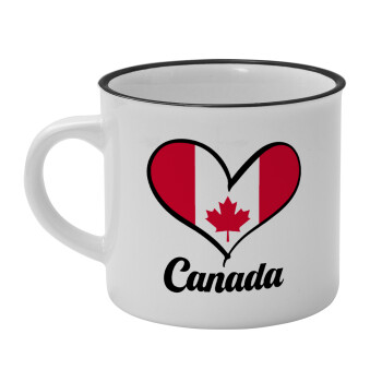 Canada flag, Κούπα κεραμική vintage Λευκή/Μαύρη 230ml