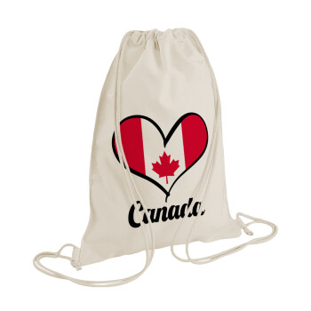 Canada flag, Τσάντα πλάτης πουγκί GYMBAG natural (28x40cm)