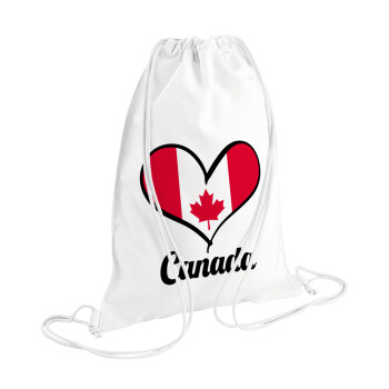 Canada flag, Τσάντα πλάτης πουγκί GYMBAG λευκή (28x40cm)