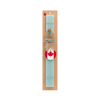 Canada flag, Πασχαλινό Σετ, ξύλινο μπρελόκ & πασχαλινή λαμπάδα αρωματική πλακέ (30cm) (ΤΙΡΚΟΥΑΖ)