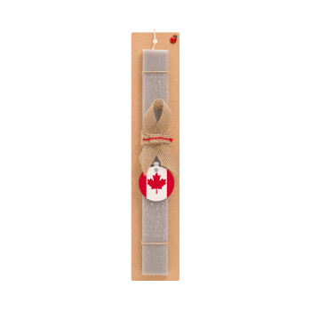Canada flag, Πασχαλινό Σετ, ξύλινο μπρελόκ & πασχαλινή λαμπάδα αρωματική πλακέ (30cm) (ΓΚΡΙ)