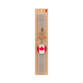 Canada flag, Easter Set, wooden keychain & scented Easter candle flat (30cm) (GRAY)