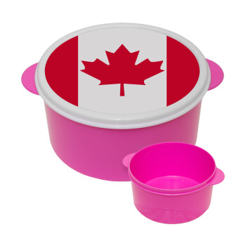 Canada flag, ΡΟΖ παιδικό δοχείο φαγητού (lunchbox) πλαστικό (BPA-FREE) Lunch Βox M16 x Π16 x Υ8cm