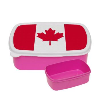 Canada flag, ΡΟΖ παιδικό δοχείο φαγητού (lunchbox) πλαστικό (BPA-FREE) Lunch Βox M18 x Π13 x Υ6cm