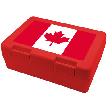 Canada flag, Παιδικό δοχείο κολατσιού ΚΟΚΚΙΝΟ 185x128x65mm (BPA free πλαστικό)