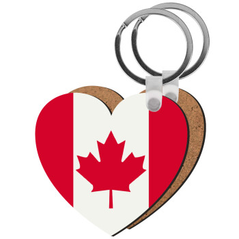 Canada flag, Μπρελόκ Ξύλινο καρδιά MDF