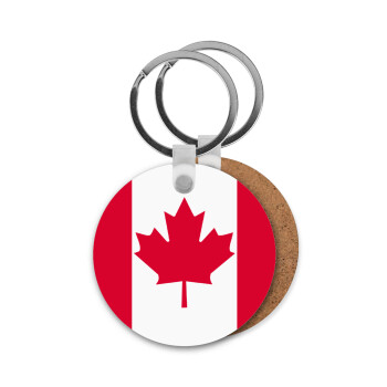 Canada flag, Μπρελόκ Ξύλινο στρογγυλό MDF Φ5cm