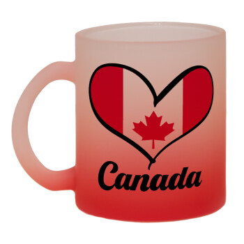 Canada flag, Κούπα γυάλινη δίχρωμη με βάση το κόκκινο ματ, 330ml