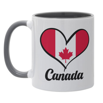 Canada flag, Κούπα χρωματιστή γκρι, κεραμική, 330ml