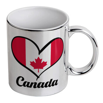 Canada flag, Κούπα κεραμική, ασημένια καθρέπτης, 330ml