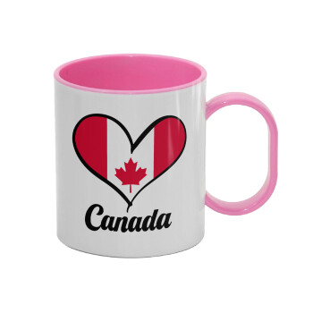Canada flag, Κούπα (πλαστική) (BPA-FREE) Polymer Ροζ για παιδιά, 330ml