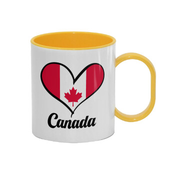 Canada flag, Κούπα (πλαστική) (BPA-FREE) Polymer Κίτρινη για παιδιά, 330ml
