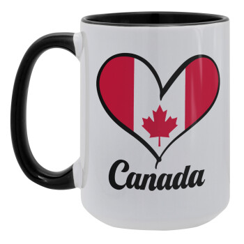 Canada flag, Κούπα Mega 15oz, κεραμική Μαύρη, 450ml