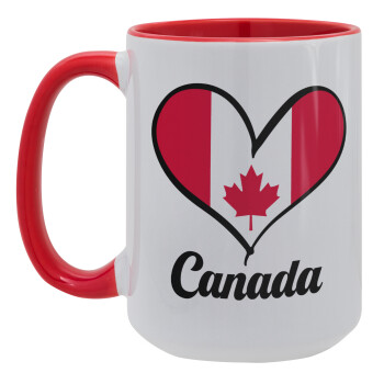 Canada flag, Κούπα Mega 15oz, κεραμική Κόκκινη, 450ml