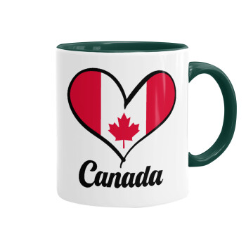 Canada flag, Κούπα χρωματιστή πράσινη, κεραμική, 330ml