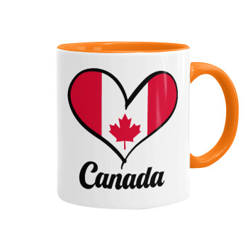 Canada flag, Mug colored orange, ceramic, 330ml