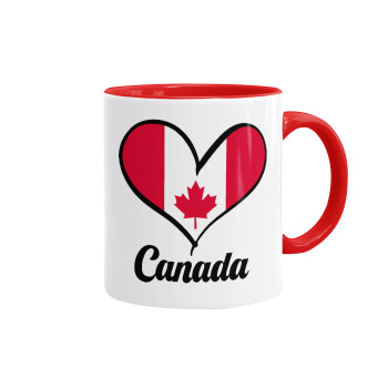 Canada flag, Κούπα χρωματιστή κόκκινη, κεραμική, 330ml