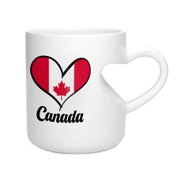 Canada flag, Κούπα καρδιά λευκή, κεραμική, 330ml