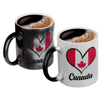 Canada flag, Color changing magic Mug, ceramic, 330ml when adding hot liquid inside, the black colour desappears (1 pcs)