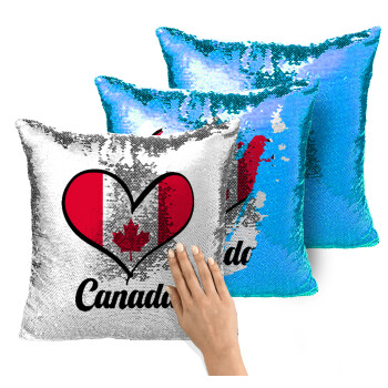 Canada flag, Μαξιλάρι καναπέ Μαγικό Μπλε με πούλιες 40x40cm περιέχεται το γέμισμα