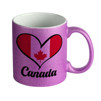 Canada flag, Κούπα Μωβ Glitter που γυαλίζει, κεραμική, 330ml