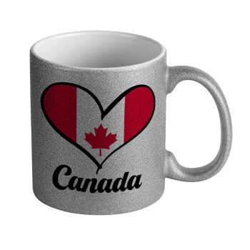 Canada flag, Κούπα Ασημένια Glitter που γυαλίζει, κεραμική, 330ml