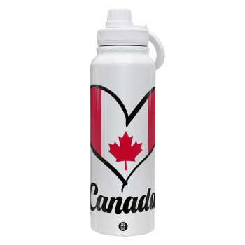 Canada flag, Θερμός 1L Ανοξείδωτο με Βάση Κινητού & Διπλά Τοιχώματα